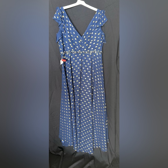 Mac Duggal 49309 NWOT Navy Polka Dot Dress - Picture 5 of 6
